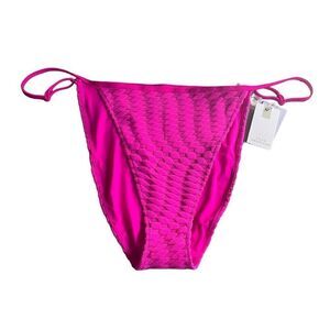 Good American 7 4X Plus String Bikini Bottom Hawaiian Pink Textured High Cut NWT